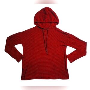 Lucky Brand Red Black Striped Hoodie Size Small